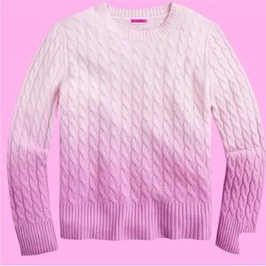 J. Crew Limited Edition Cashmere Purple Pink Ombre Cable Knit Sweater Size M NWT